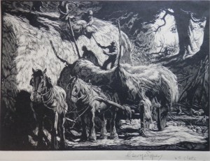 Emptying the Hay Wagon by George Soper  - 2nd state image size 5 3/8 x 7 1/2