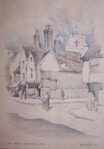 Holy Trinity, Micklegate York @1910 pencil and wash by Joseph Pike
