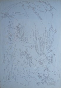 Paradise Lost innk drawing 1947 by Letizia Cerio