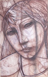 Portrait of a Girl ink and wash @ 1979 by Peter Nuttall