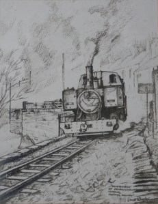 ;Mountaineer' Penrhyndredraeth Ffestiniog Railway pen and ink