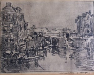 Sluisje charcoal sketch 1922 J H van Mastenbroek